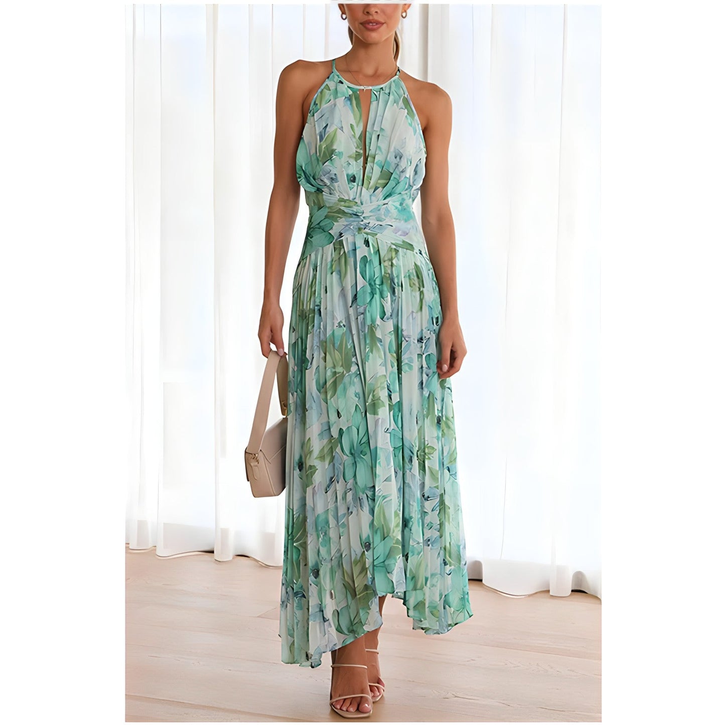 Josseline - Bloemen Geplooide Midi Jurk