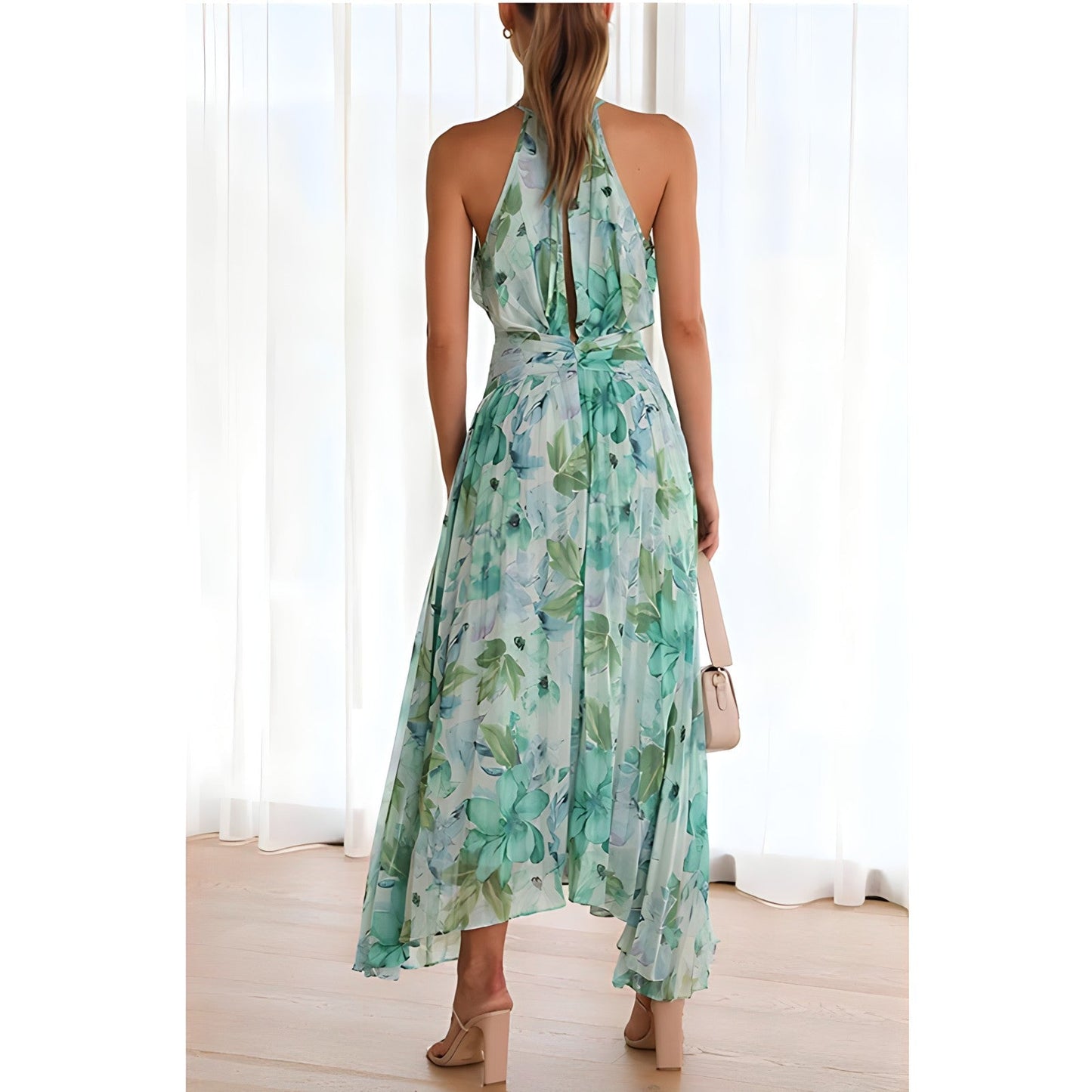Josseline - Bloemen Geplooide Midi Jurk