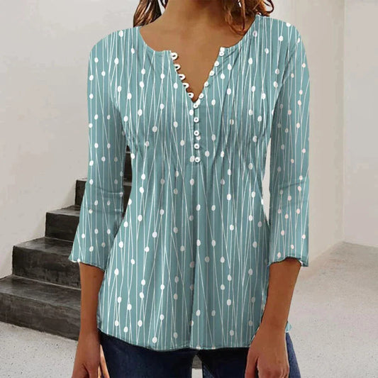 Romane - Stippenblouse met V-hals